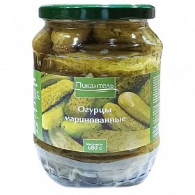 Огурцы маринованные целые 6 - 9 см Пикантель 0,68кг, Беларусь