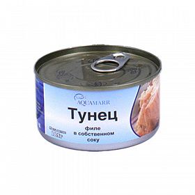 Тунец филе в собственном соку AQUAMARR 185 г жесть, Таиланд