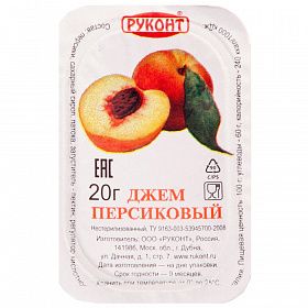 Джем Персик Руконт 2,8 кг (20г х 140 шт) Джем Персик Руконт 2,8 кг (20г х 140 шт)
