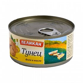 Тунец филе в масле Пеликан 185 г, Таиланд Тунец филе в масле Пеликан 185 г, Таиланд